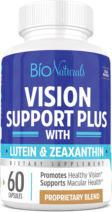 Eye Vitamin Supplement with Lutein, Zeaxanthin, Lycopene, Bilberry, Quercetin & More - All Natural Proprietary Blend Supports Vision & Macular Health - 60 Veggie Capsules