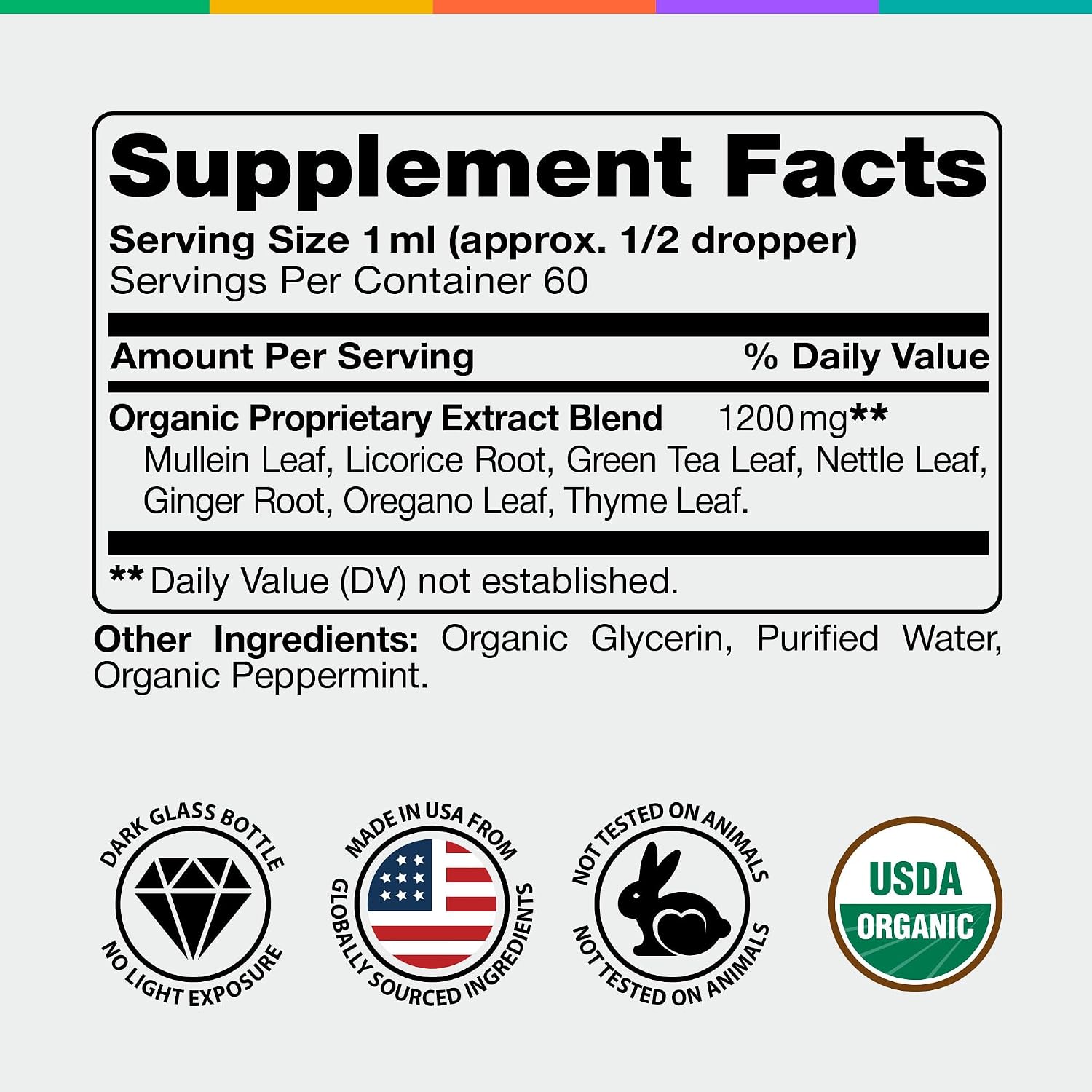Mullein Drops for Lungs - USDA Organic Mullein Leaf Extract Supplement, 2oz | Supports Respiratory & Immune Health, Mucus Comfort*