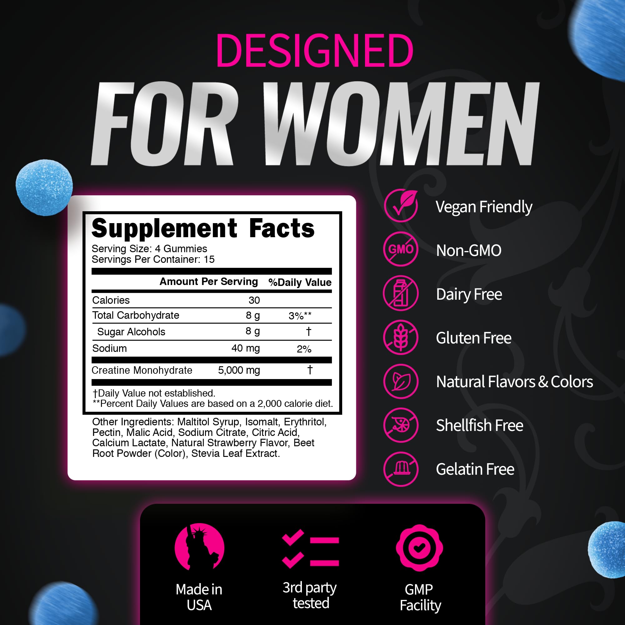 Bold Buns Creatine for Women – Supplement with Collagen & BCAA – Supports Muscle Development, Post-Workout Recovery, Skin Elasticity, Healthy Hair & Nail (30 Servings, Unflavored)