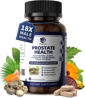 Prostate Health Supplements for Men - Urinary Tract Health, Support 60 CT | 18 IN 1with Pumpkin Seed & Nettle Advanced DHT Blocker - with Saw Palmetto Ashwagandha, Reishi