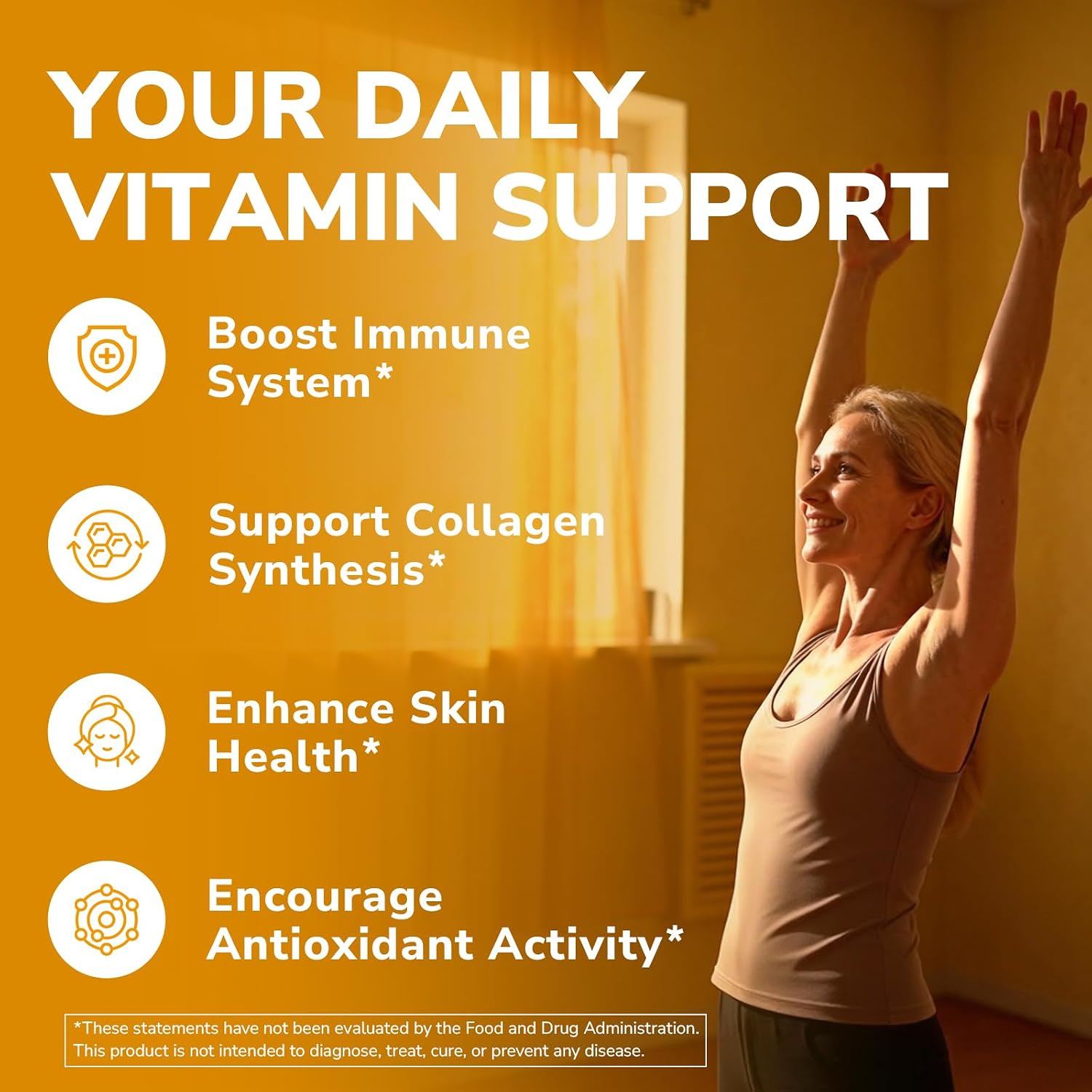 Vitalibre Vitamin C 1000mg, with Citrus Bioflavonoids, Rose Hips, Echinacea & Turmeric, Immune Support, Antioxidant Protection, Collagen Production, 240 Vegan Tabs