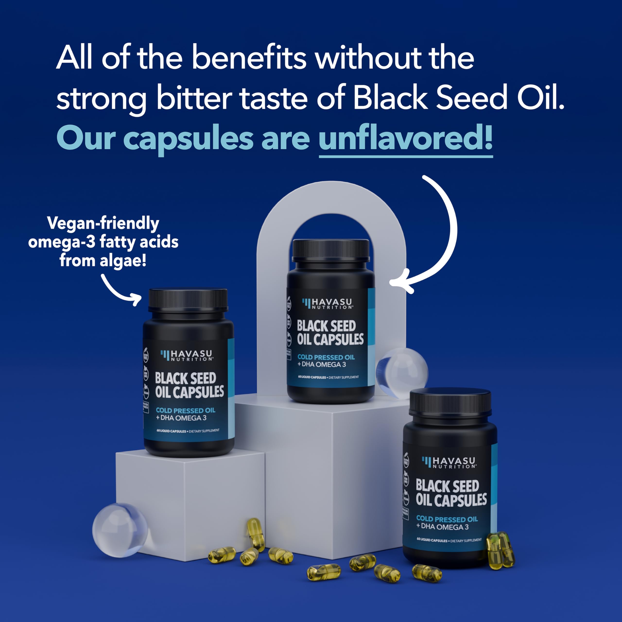 Black Seed Oil Capsules, Vegan, Non-GMO, Cold-Pressed Nigella Sativa, 90ct | 1500mg Per Serving Black Cumin Supplement for Skin Health, Immune Function, and Digestive Health, Unflavored, 30 Servings
