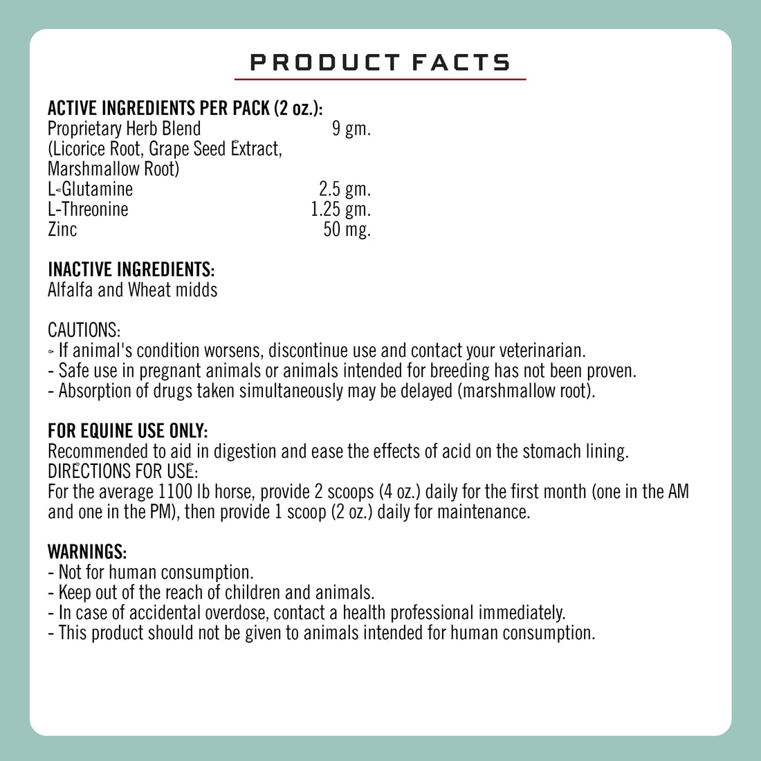 Bag of 707 Supplements Ulzerless Pellets for horses with a red and green design.