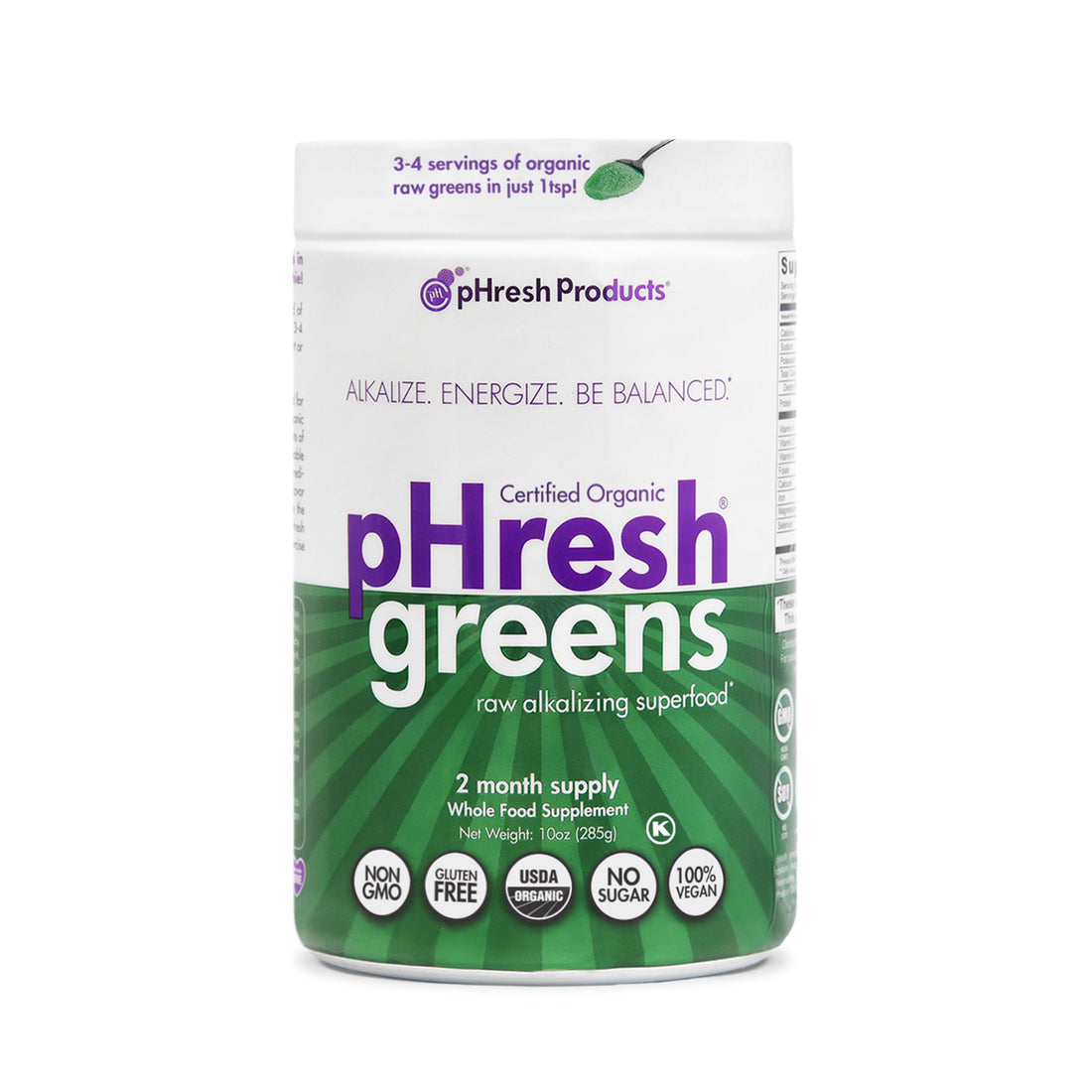 pHresh - Greens Raw Alkalizing Superfood Greens Powder - 2 Month Supply - Vegan, Kosher, Gluten Free - Natural Enzymes, Nutrients - Approved for Intermittent Fasting - 10 oz Phresh ProductsBuy Supplements Australia