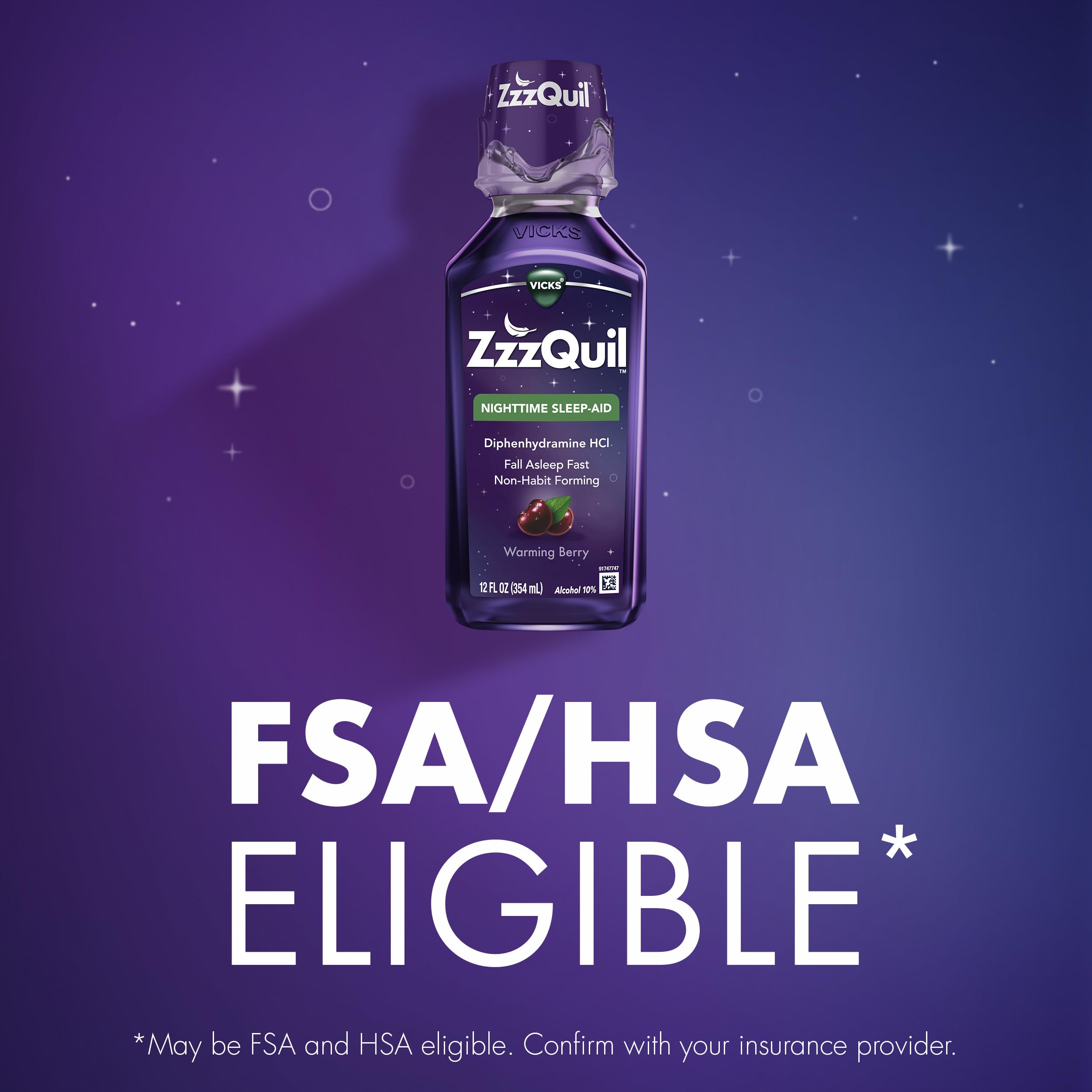 ZzzQuil, Sleep Aid, Nighttime Sleep Aid Liquid, 50 mg Diphenhydramine HCl, Fall Asleep Fast, Non-Habit Forming, Warming Berry Flavor, 12 FL OZ ZzzQuil buy supplements Au
