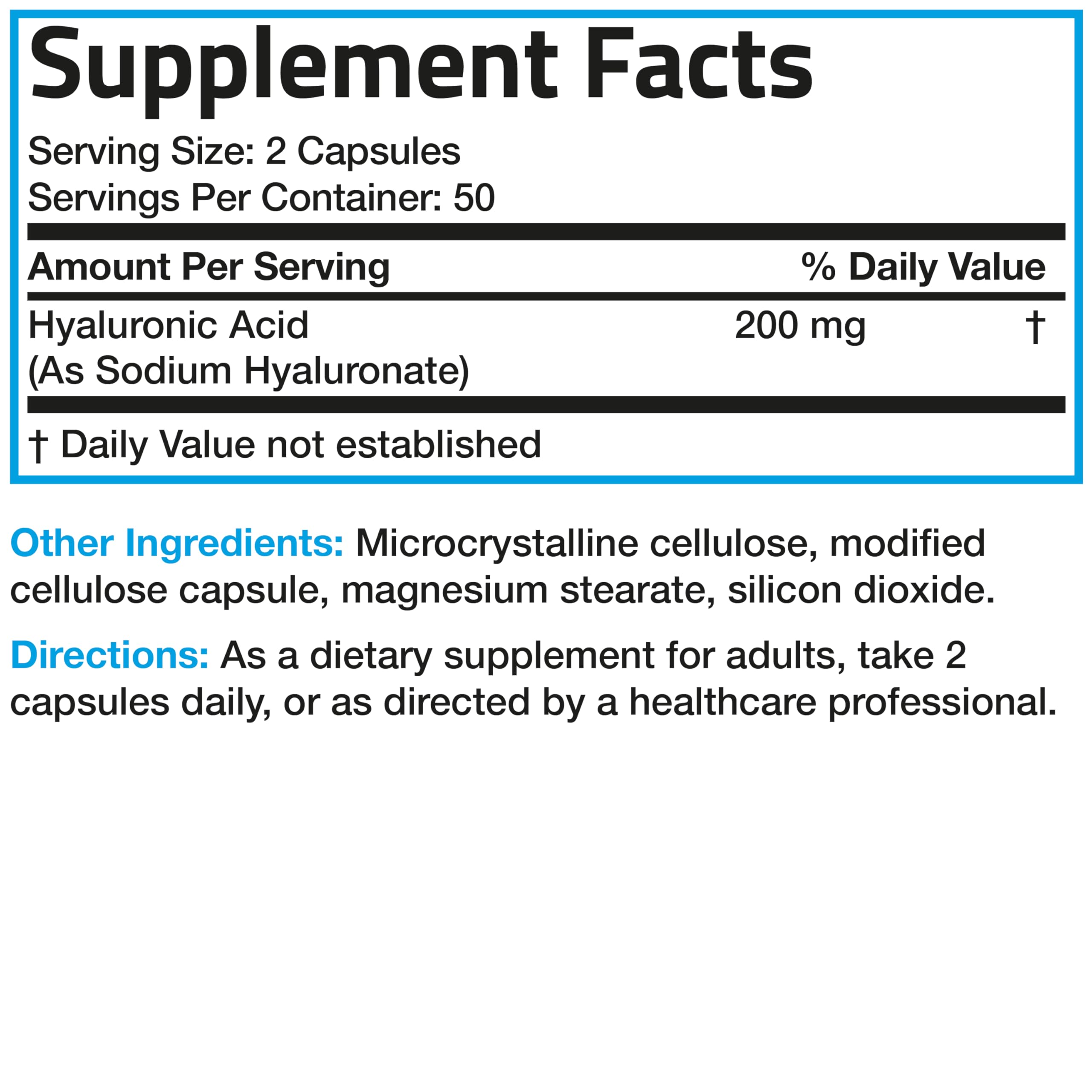 Bronson Hyaluronic Acid 200 MG High Potency Joint Health & Healthy Skin Support, Non-GMO, 200 Vegetarian Capsules