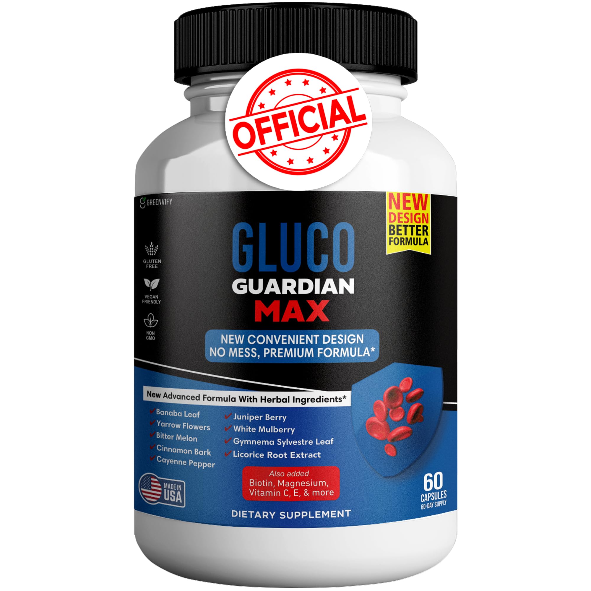 GREENVIFY Gluco Guardian Max Advanced Wellness Support Capsules – Vitamin, Mineral, and Herbal Supplement with Magnesium, Vitamin C, Zinc, and Banaba Leaf – Non-GMO, Gluten-Free – 60 Capsules (1) GREENVIFYBuy Supplements Australia
