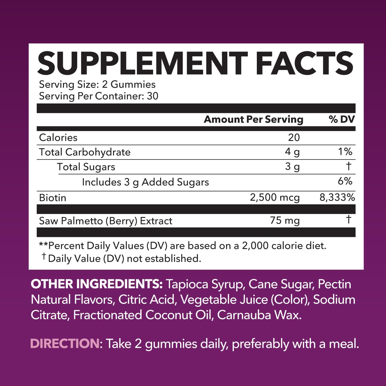 Saw Palmetto Gummies for Women, Raspberry, 60ct, 2500mcg Biotin | DHT Blocker & Hair, Skin, Nail Health Gummies, Supports Stronger-Looking Hair, Raspberry Flavor, 1 Month Supply