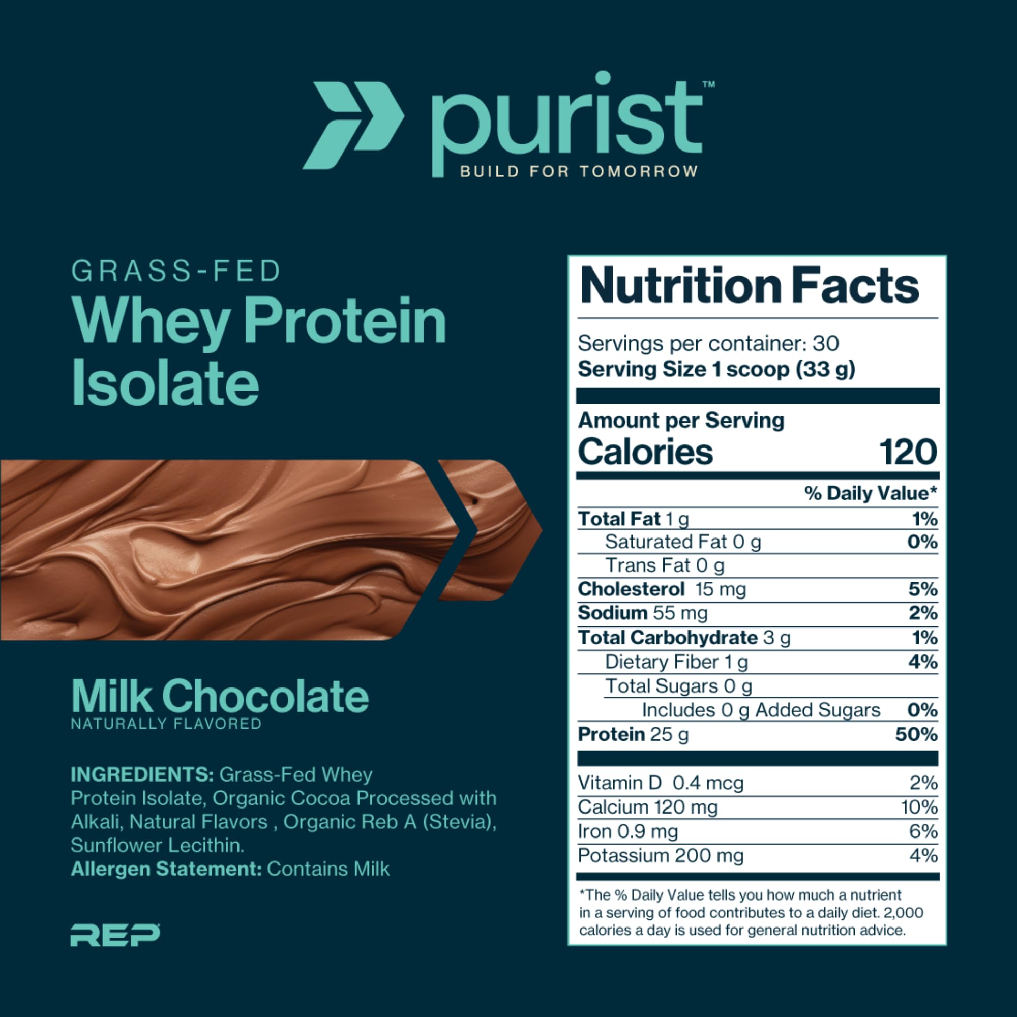 PURIST REP Whey Protein Powder, Premium Milk Chocolate Grassfed Isolate,Workout Recovery, Keto Friendly, Clean Nutrition Meal Replacement, Promotes Lean Muscle, Sugar and Gluten-Free Women Men, 2 Lb PURIST buy supplements Au