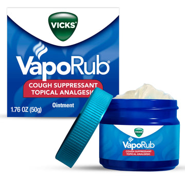 Vicks VapoRub, Original, Cough Suppressant, Topical Chest Rub & Analgesic Ointment, Medicated Vicks Vapors, Relief from Cough Due to Cold, Aches & Pains, 1.76oz Vicks buy supplements Au