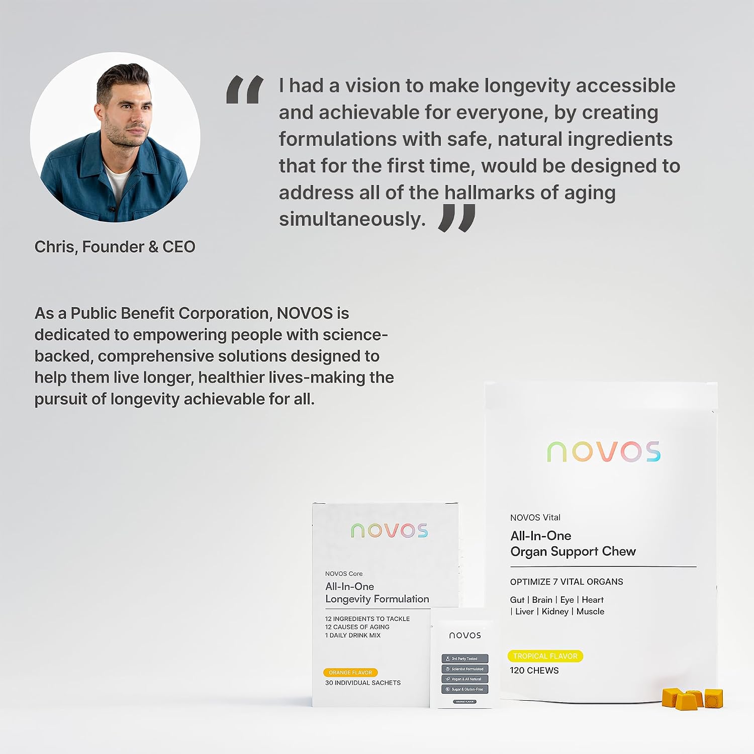 Novos Core Orange + Boost NMN “Cellular Repair Duo” – Longevity Drink Mix + NMN Capsules | Energy, Cellular Repair & DNA Support