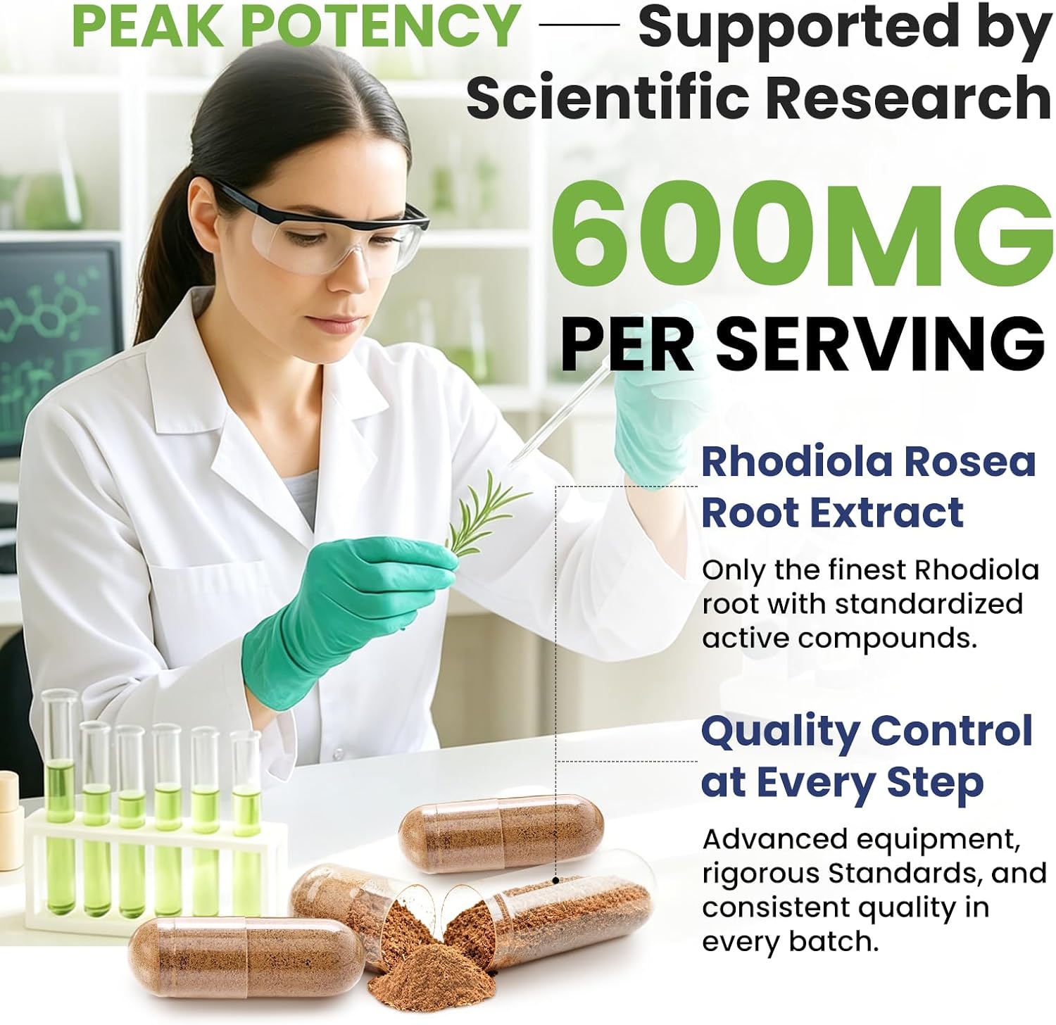 Totaria Rhodiola Rosea Supplement 600mg, 4 Month Supply, 3% Salidrosides 1% Rosavins, Vegan Golden Root Adaptogen Capsules, Rhodiola Rosea Extract Powder, for Stress, Mental Focus, Energy, 120 Counts