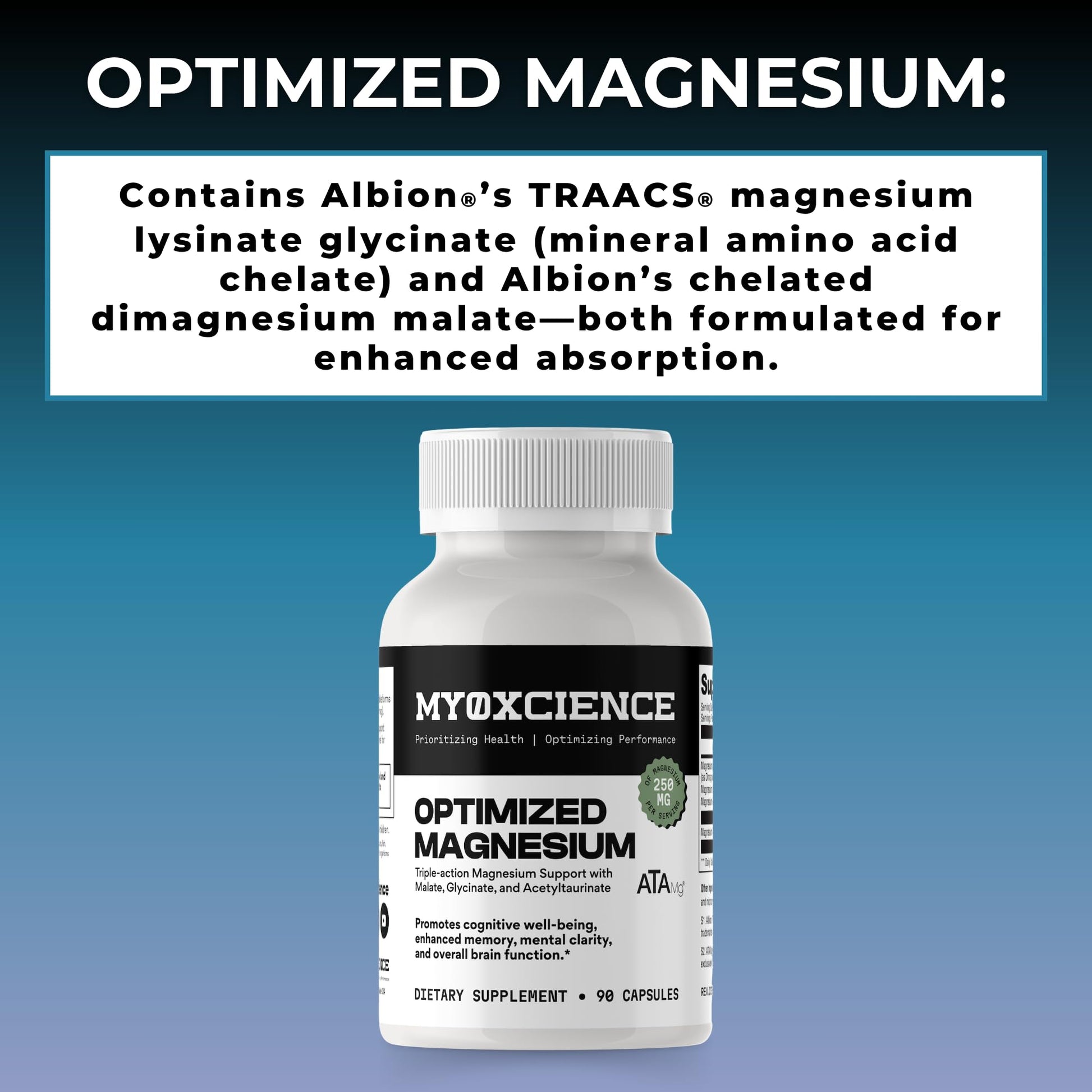 MYOXCIENCE Optimized Magnesium Glycinate + Magnesium Taurate (as ATAmag®) for High Brain Bioavailability to Support Stress Relief and Sleep | 30 Servings MYOXCIENCE buy supplements Au