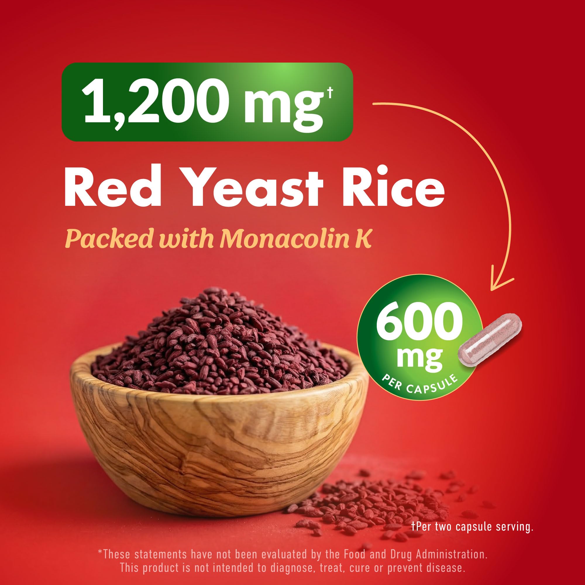 Red Yeast Rice with CoQ10 Supplement, Cholesterol & Heart Health Support | Extra Strength Red Yeast Rice 1200 MG (600 MG Per Capsule), Citrinin-Free, Doctor-Formulated, Non-GMO, Vegan, 120 Capsules