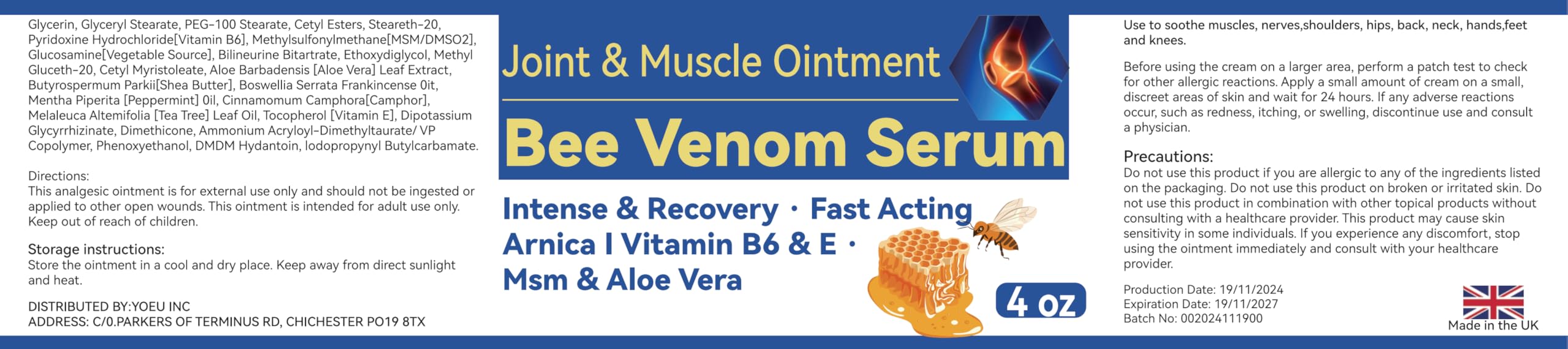 Cedonivor Bee Venom Joint and Bone Cream, Bee Venom Joint Relief Cream Joint Care for Knee, Neck, Back, Hands, Feet Moisturizer CedonivorBuy Supplements Australia