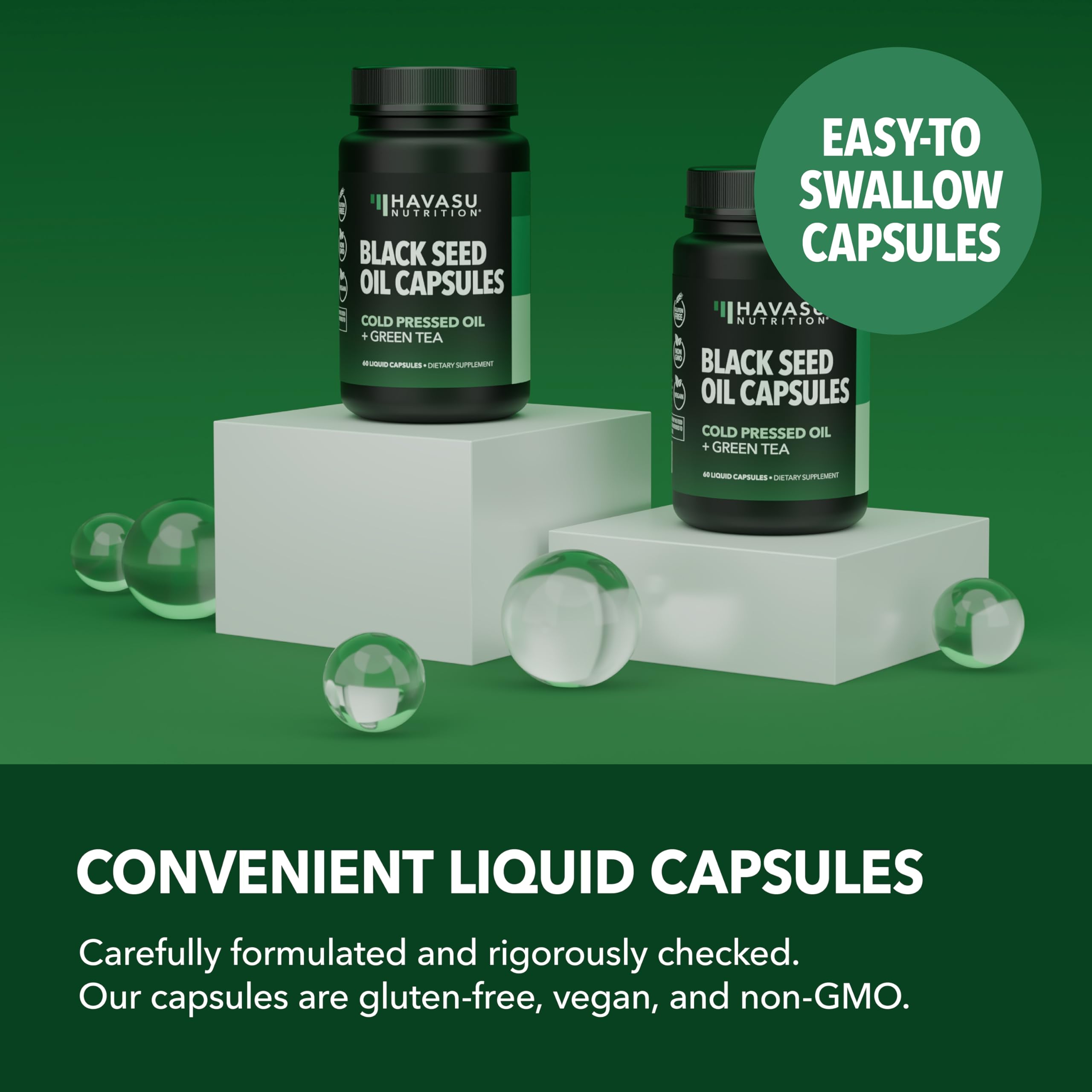 Black Seed Oil Capsules, Vegan, Non-GMO, Cold-Pressed Nigella Sativa, 90ct | 1500mg Per Serving Black Cumin Supplement for Skin Health, Immune Function, and Digestive Health, Unflavored, 30 Servings