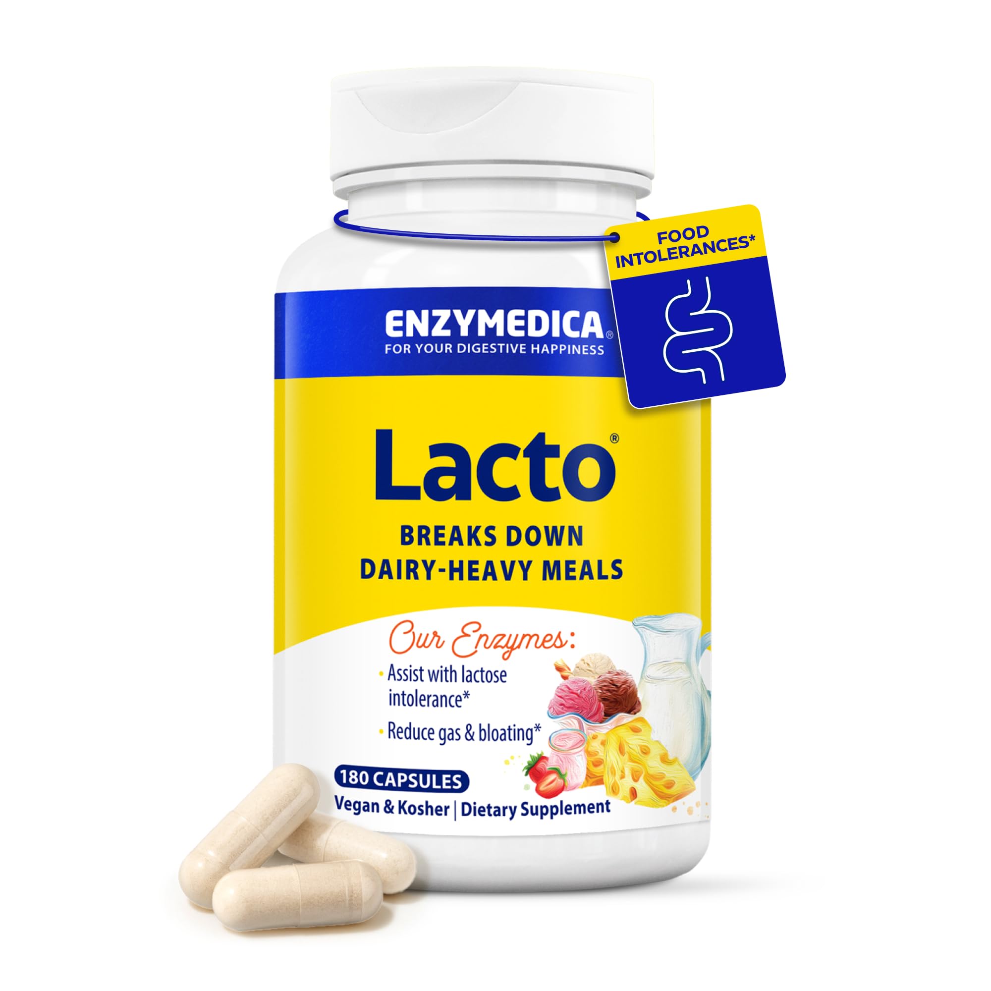 Enzymedica Lacto Digestive Enzymes for Men & Women - 90 Capsules