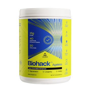 LevelUp Biohack Ageless: Colostrum Collagen Superfoods Antioxidants Spermidine Amino Acids Creatine for Women and Men, Total Body Rejuvenation (Dark Chocolate Cinnamon) LevelUpBuy Supplements Australia