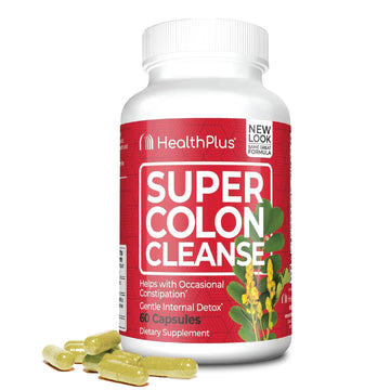 Health Plus Super Colon Cleanse 60 Day Supply of Gentle Gut Cleanse Detox, Psyllium Husk, Probiotics for Constipation Relief & Digestive Support, 240 Capsules