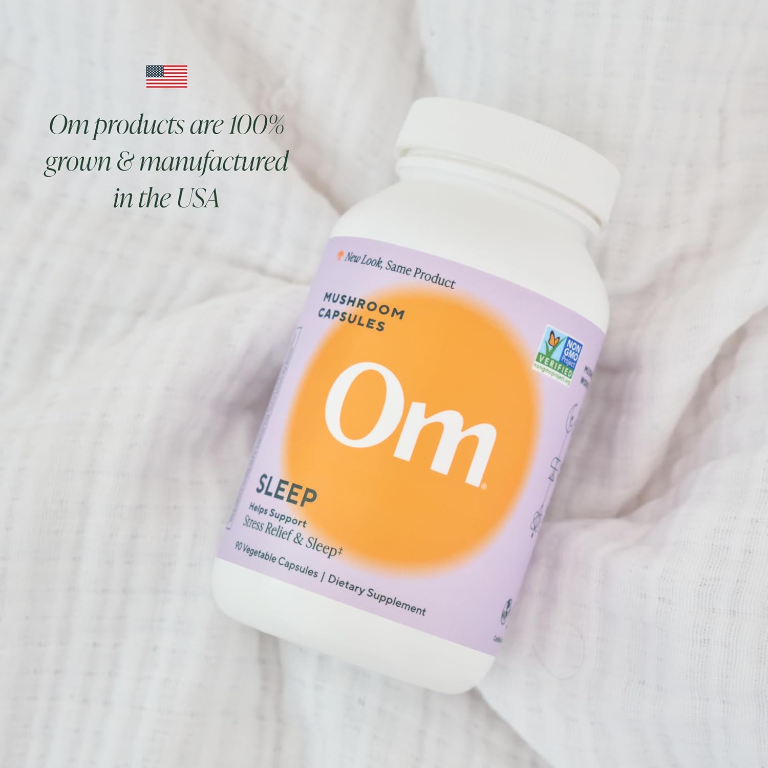 OM MUSHROOM SUPERFOOD Sleep Mushroom Capsules Superfood Supplement, 90 Count, 30 Days, Reishi, GABA, L-Theanine, Melatonin for Rest & Sleep Quality Superfood Supplement