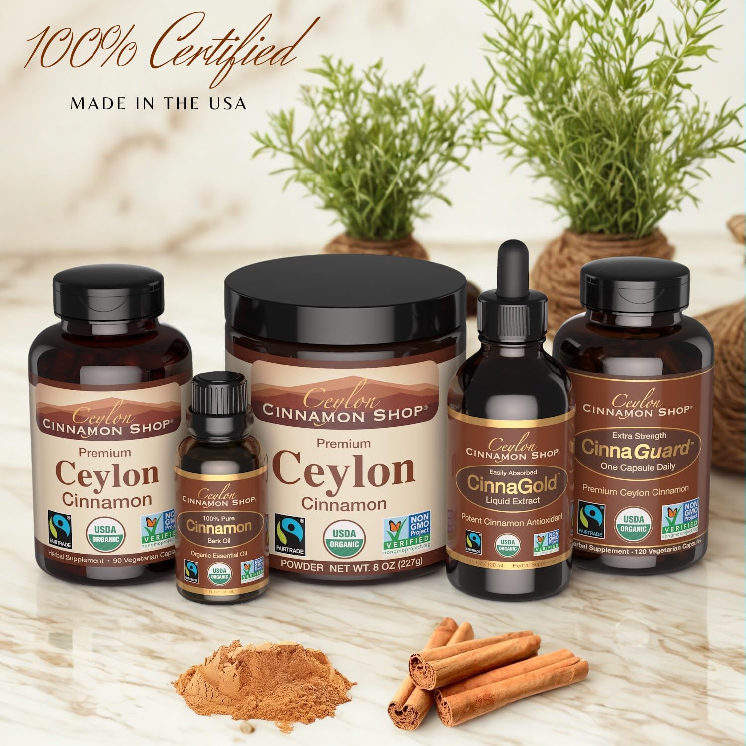 CinnaGuard™ Organic Ceylon Cinnamon Capsules, Extra Strength – 120 Count | USDA Certified Supplement, Premium Grade Clean Extract, Non-GMO, Gluten Free, 4 Month Supply, Made in the USA (GMP)