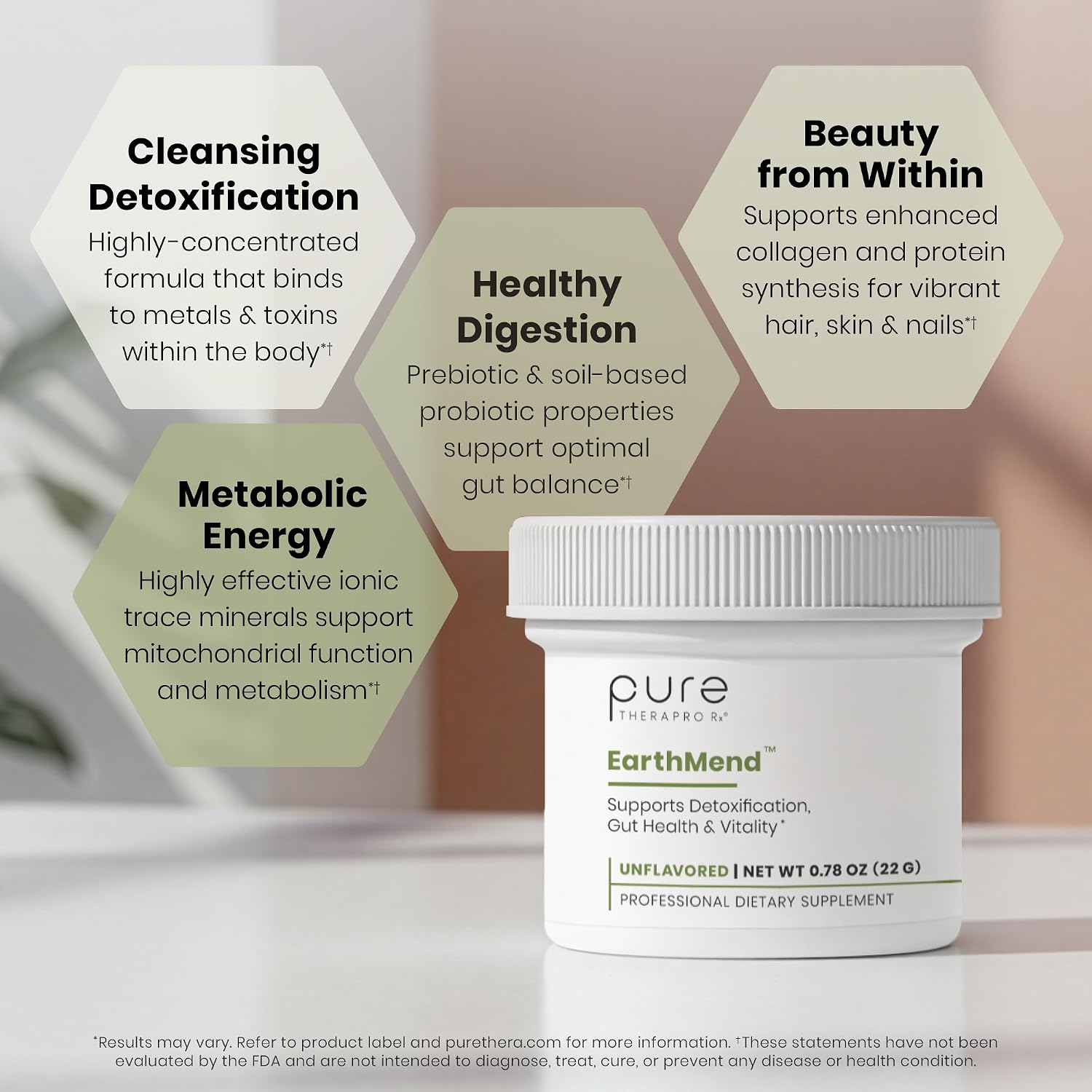 Pure Therapro Rx EarthMend Trace Mineral Powder for Women & Men, Fulvic Acid & Humic Acid Mineral Supplement, Ionic Trace Minerals Complex, Fulvic Humic Blend, Unflavored, 60 Servings
