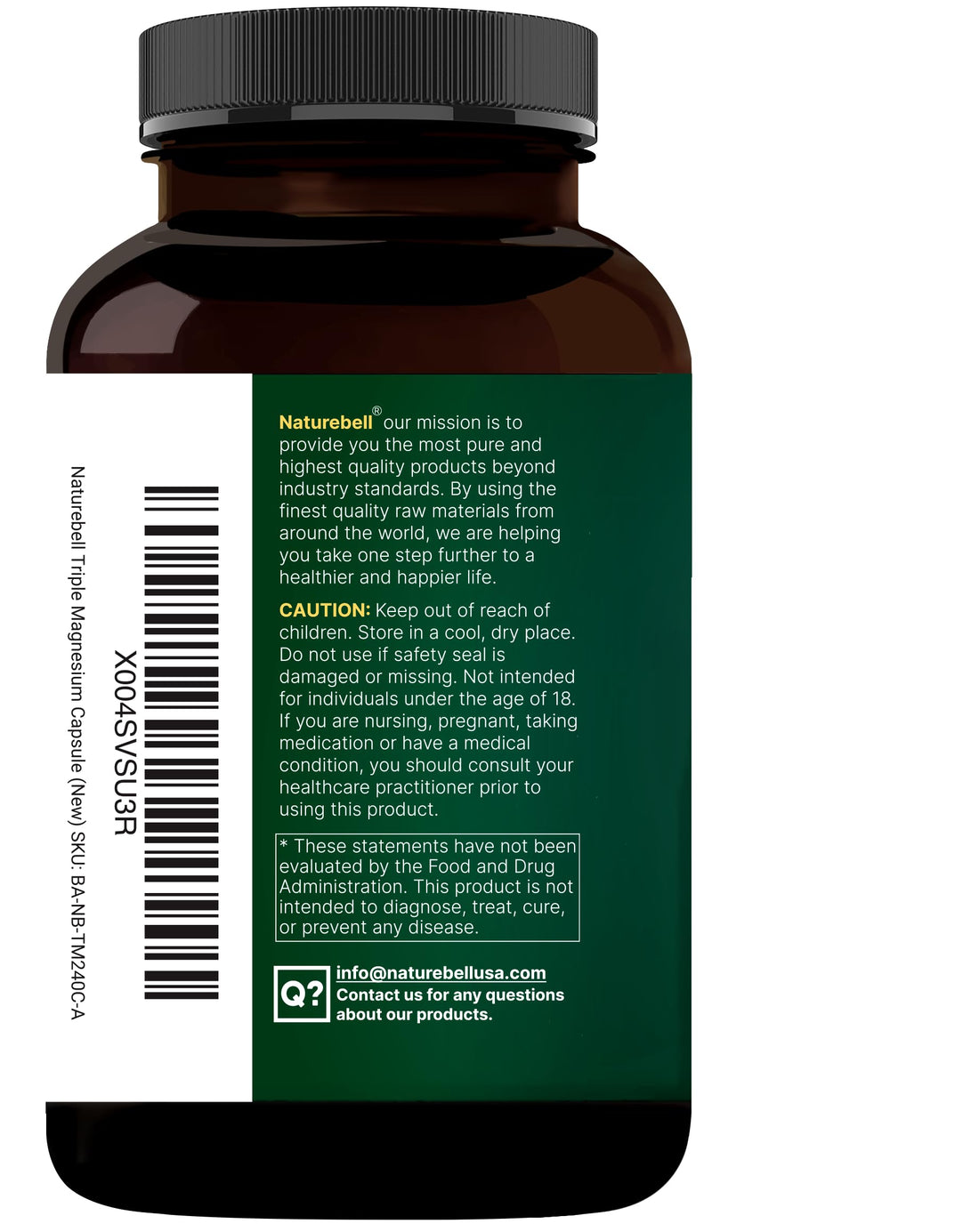 NatureBell triple complex magnesium supplement bottle on a white background
