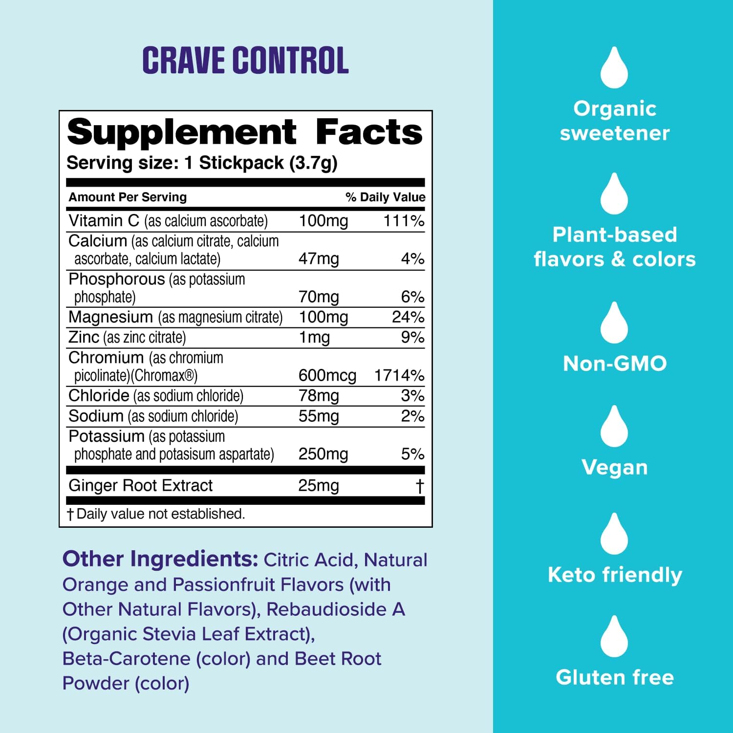Ultima Replenisher Crave Control Supplement, Tropical Fusion, 14 Stickpacks | Daily Zero Sugar Electrolyte Powder Hydration Packets with 6 Key Electrolytes & Chromax to Help Curb Cravings - Keto Friendly