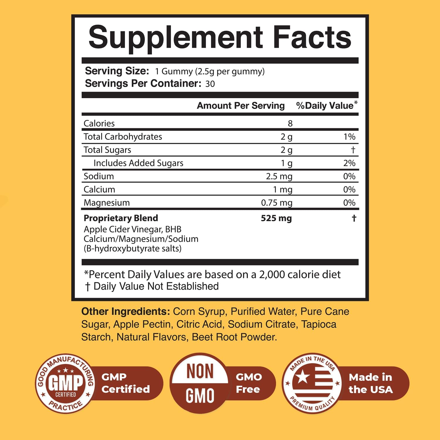 Burntide ACV & BHB Gummies – USA Made, 30 Gummies, 1 Month Supply | Apple Cider Vinegar & BHB Mineral Salts Formula, Features Calcium, Magnesium | Natural Ingredients, GMP-Certified