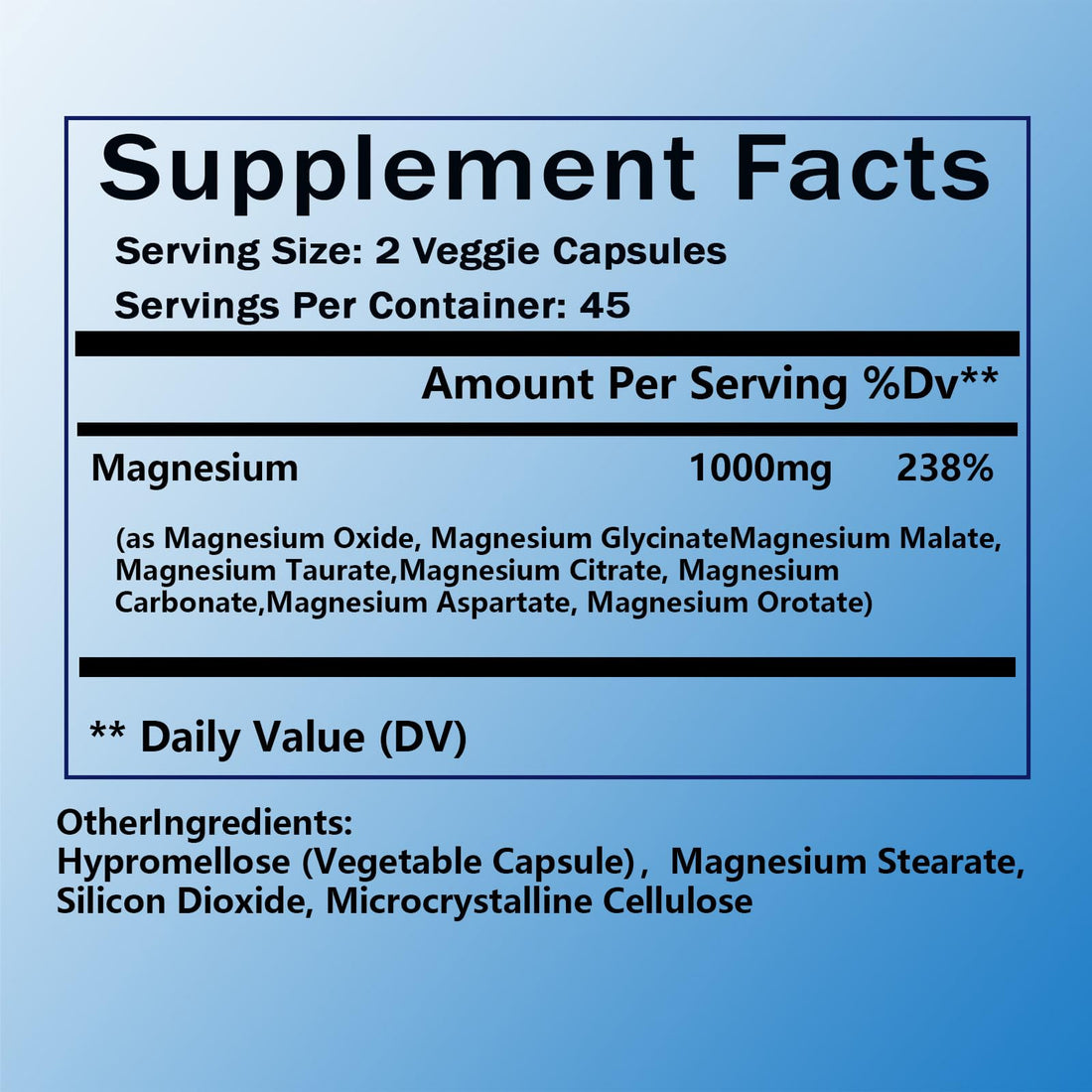 Bottle of magnesium complex supplement with health-related images on a white background