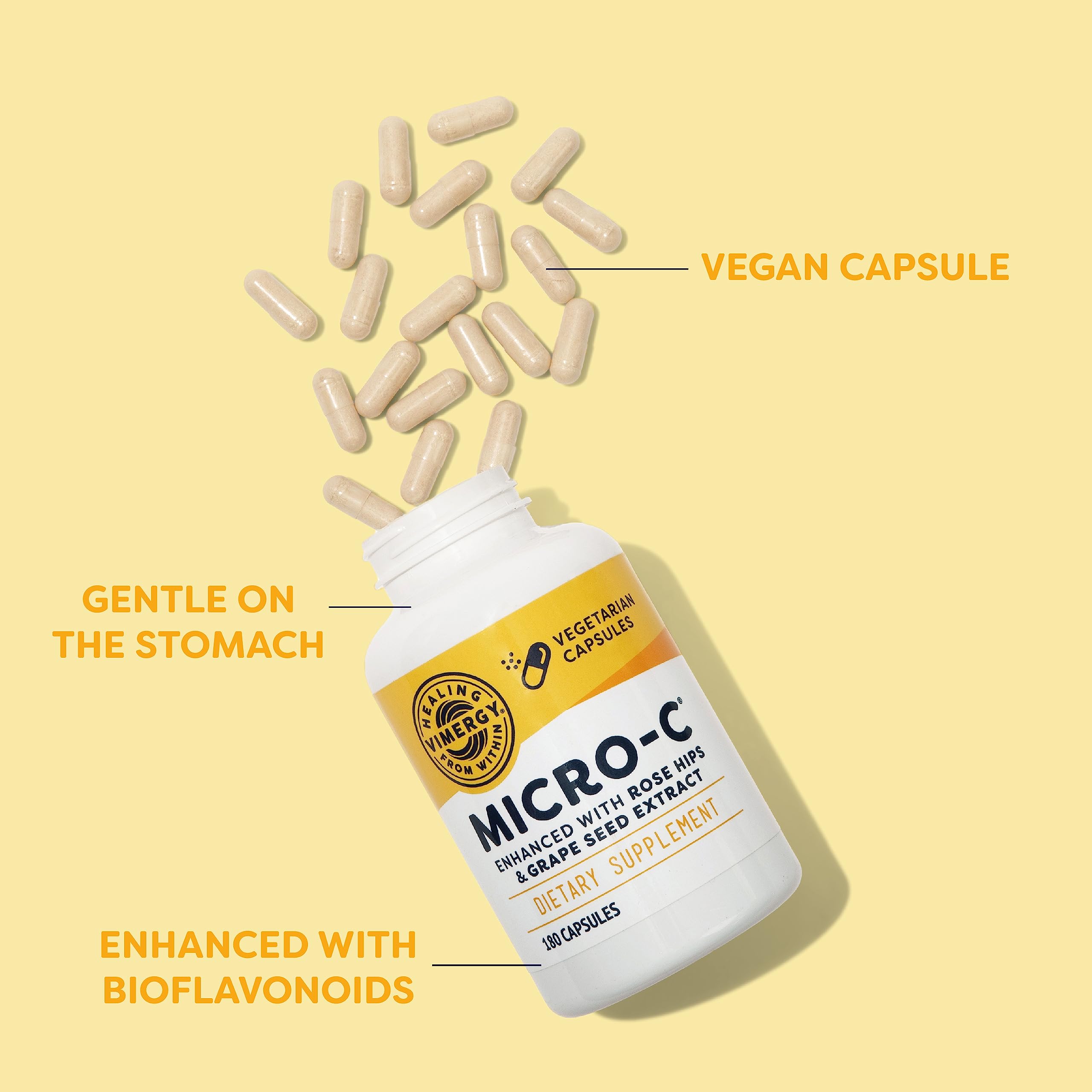 Vimergy Micro-C® Vitamin C Capsules – 500mg per Capsule, Supports Immune Health*, Promotes Collagen Production, Supports Healthy Bones*, Kosher, Vegan & Gluten-Free (90 Capsules)