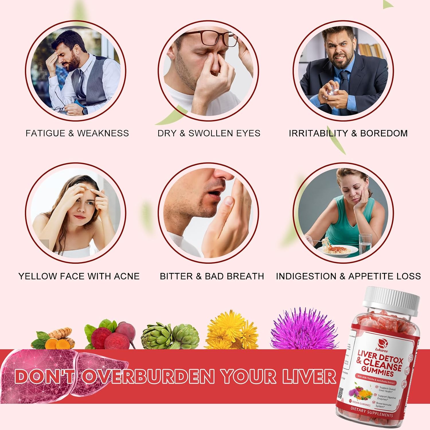 2 Pack Lukaree Liver Cleanse Detox & Repair Gummies w/Artichok & Dandelion | Sugar-Free Milk Thistle Supplement for Digestion & Immunity - Herbal Liver Health Supplement for Men & Women- Vegan, 60 Count