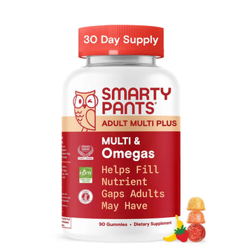 SmartyPants Multivitamin for Men & Women - Improved Formula: Multivitamin Gummies with Omega 3 (DHA/EPA) SmartyPants