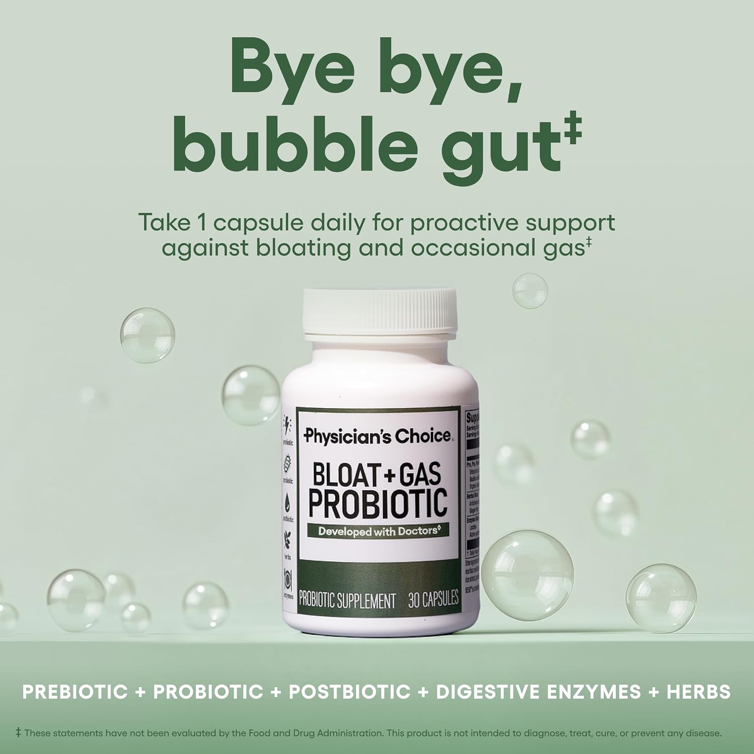 Physician's CHOICE Bloat & Gas Probiotic 30ct + 60 Billion Probiotic 30ct - Digestive Wellness Bundle
