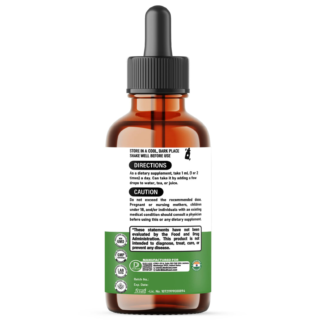 Two bottles of Dedica Wormwood Black Walnut Whole Clove liquid drops with dropper on a white background.