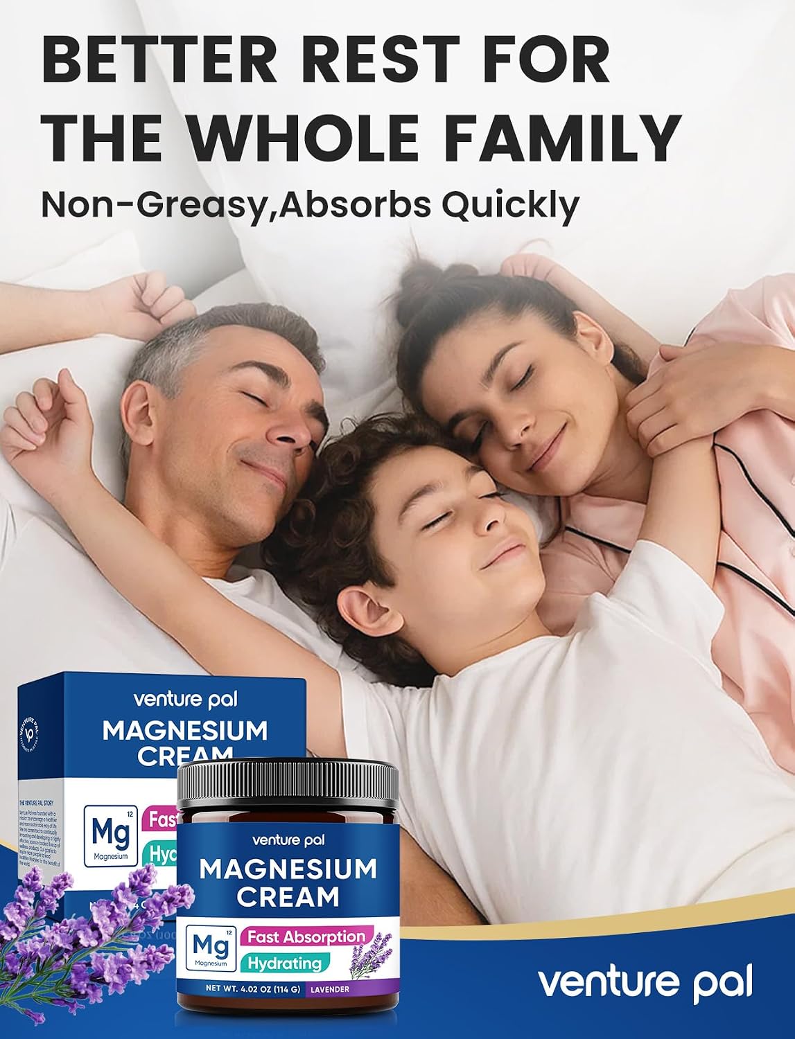 Venture Pal Topical Magnesium Cream, Highly Concentrated Magnesium Lotion | Fast-Absorbing Magnesium Moisturizing Cream with Coconut Oil, Shea Butter & Hyaluronic Acid; Suitable for Kids