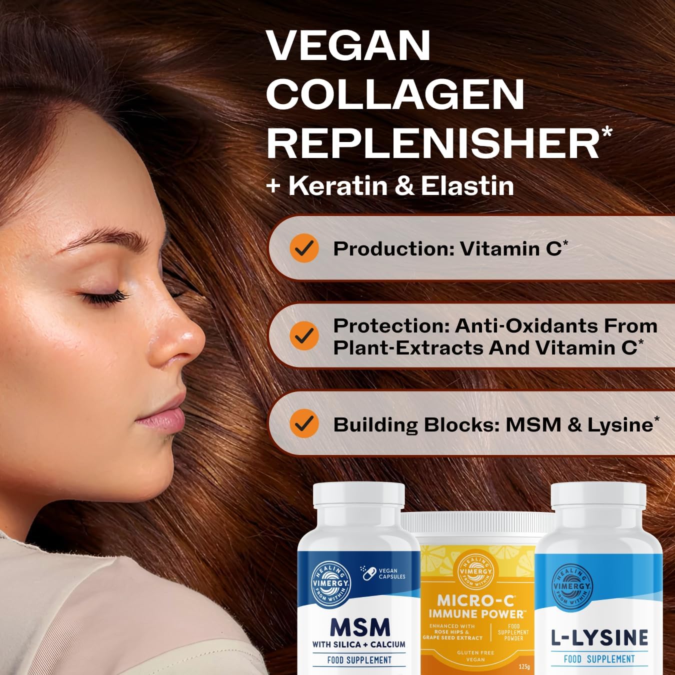 Vimergy Collagen Replenish Kit – Collagen Support Supplement with MSM, Lysine & Micro-C Immune Power™ (Vitamin C) – Supports Hair, Skin & Nails, Keratin & Elastin*