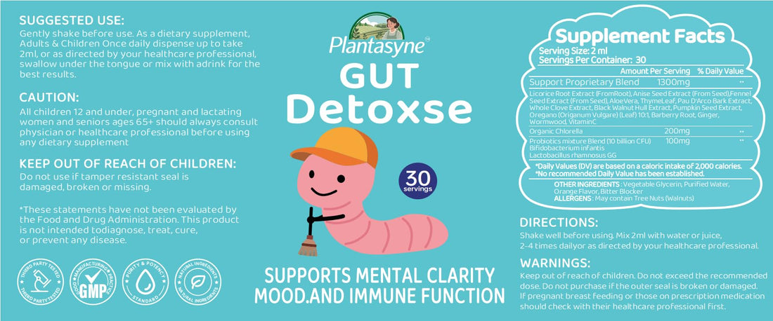 Two bottles of Plantasyn Gut Detoxse on a white background