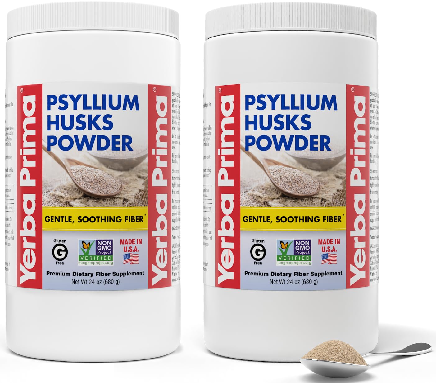 Yerba Prima Psyllium Husk Powder - 24 oz - Fine Ground, Unflavored, Sugar Free - Natural Fiber Supplement - Also for Baking - Contains Both Soluble & Insoluble Bulk for Regularity Support