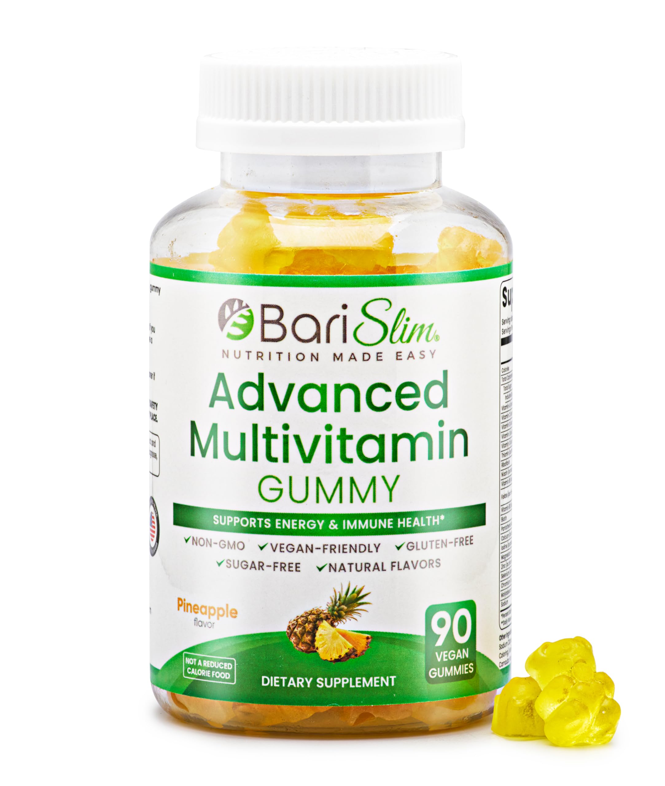 BariSlim Advanced Bariatric Multivitamin Gummies - Specially Formulated Bariatric Vitamins for Patients After Weight Loss Surgery - Supports Energy & Immune Health | Pineapple (90 Vegan Gummies) BariSlim buy supplements Au