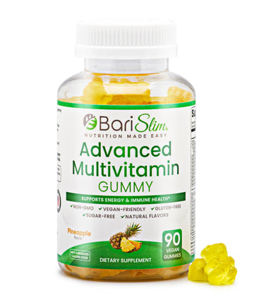 BariSlim Advanced Bariatric Multivitamin Gummies - Specially Formulated Bariatric Vitamins for Patients After Weight Loss Surgery - Supports Energy & Immune Health | Pineapple (90 Vegan Gummies) BariSlim buy supplements Au