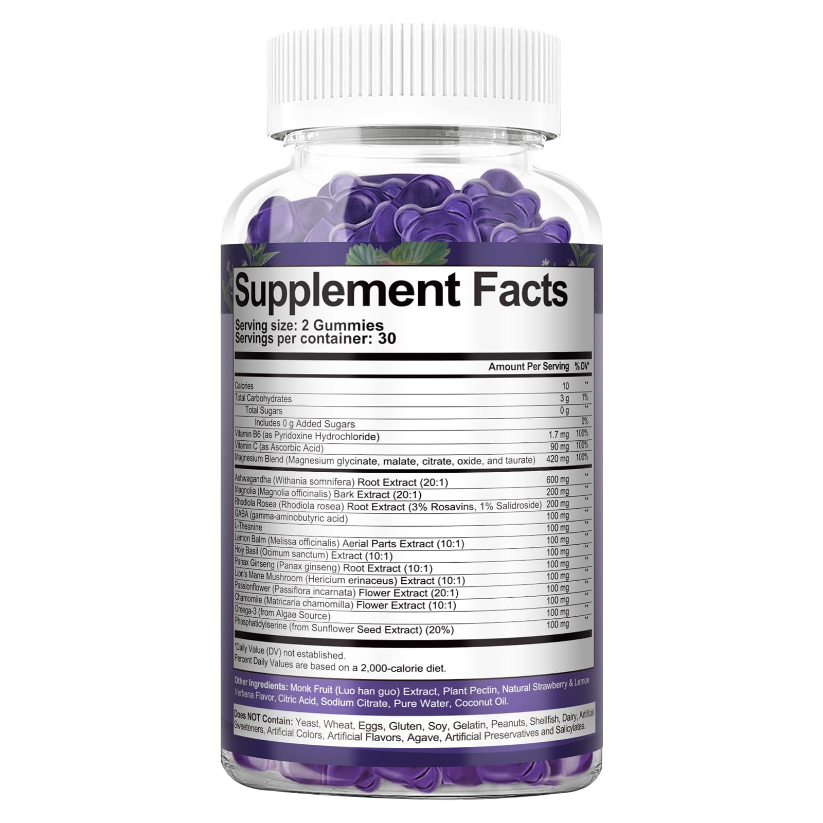 Cortisol Supplements for Women & Men 20-in-1 Cortisol Gummies with Ashwagandha Rhodiola Rosea Magnesium Phosphatidylserine Calm Focus Mood Support Healthy Cortisol Levels 30 Day Supply