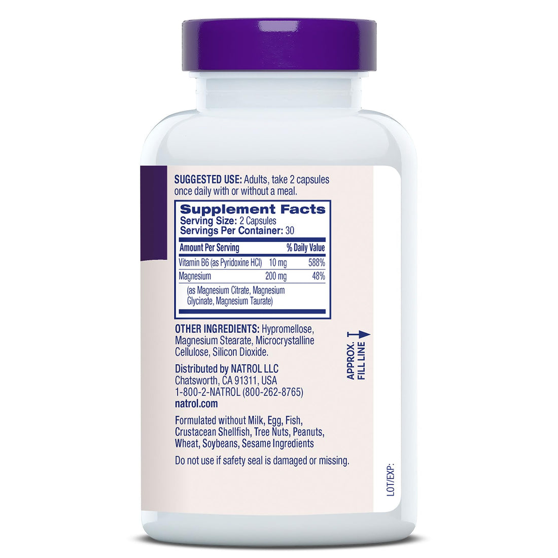 Natrol Triple Magnesium dietary supplement bottle with capsules on a white background