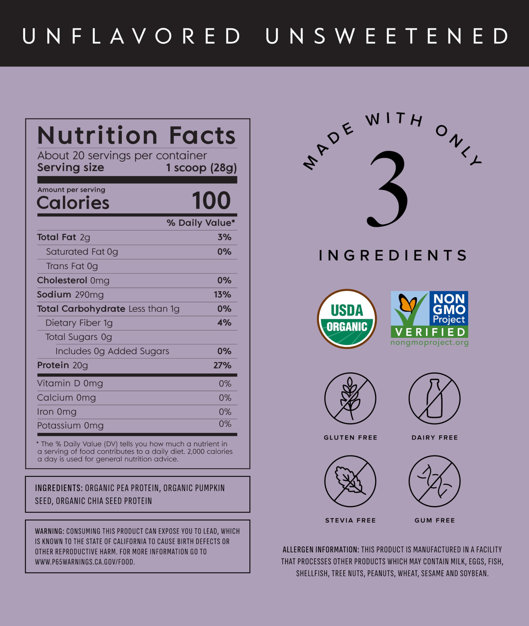 Truvani Organic Plant Based Protein Powder | Vanilla | 18 Servings | Vegan | 20g Pea Protein | Keto | Gluten & Dairy Free | Low Carb | No Added Sugar