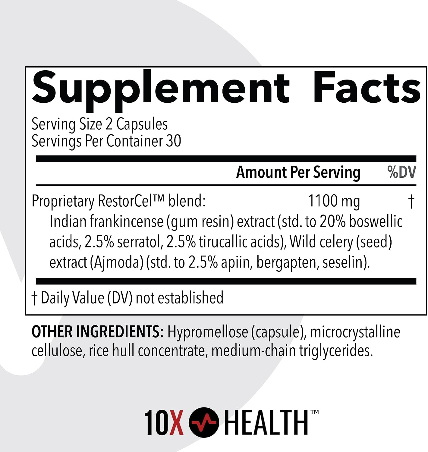 10X Health Joint Support Supplement - 60 Vegan Capsules | Cartilage Support Supplement: RestorCel Blend, Mobility Support for Knees & Hips, Vegan, 60ct