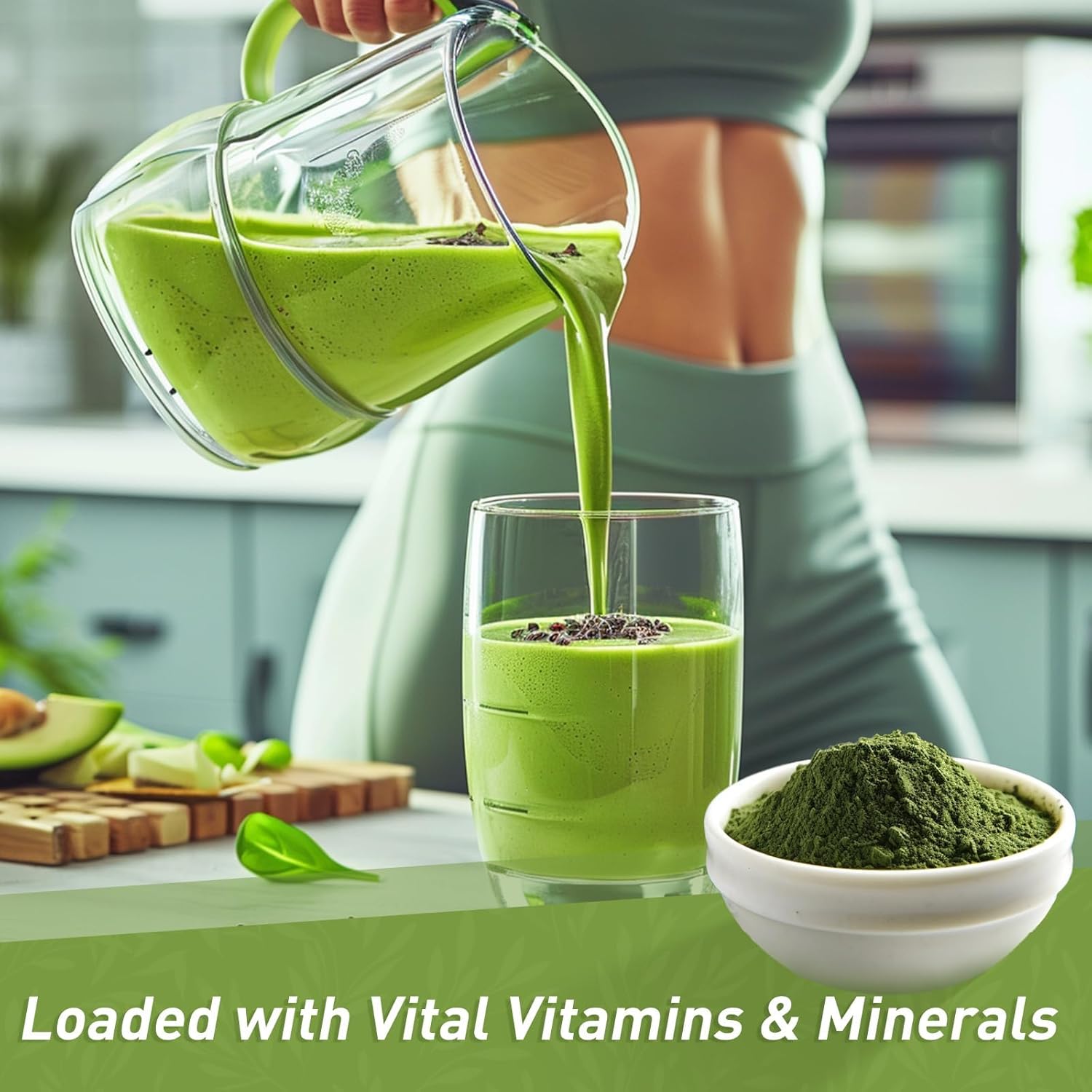 Unleash’d Organic Wheatgrass Powder 16 oz – 100% Pure Superfood, Rich in Vitamins, Fiber & Minerals for Immune Support & Wellness