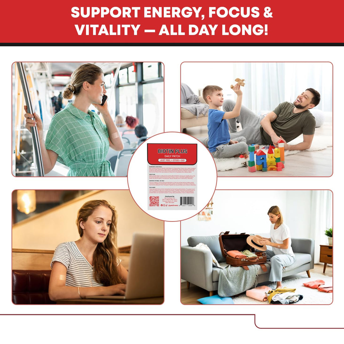 Box of patchvana Biotin Plus Daily Patch with red and white design
