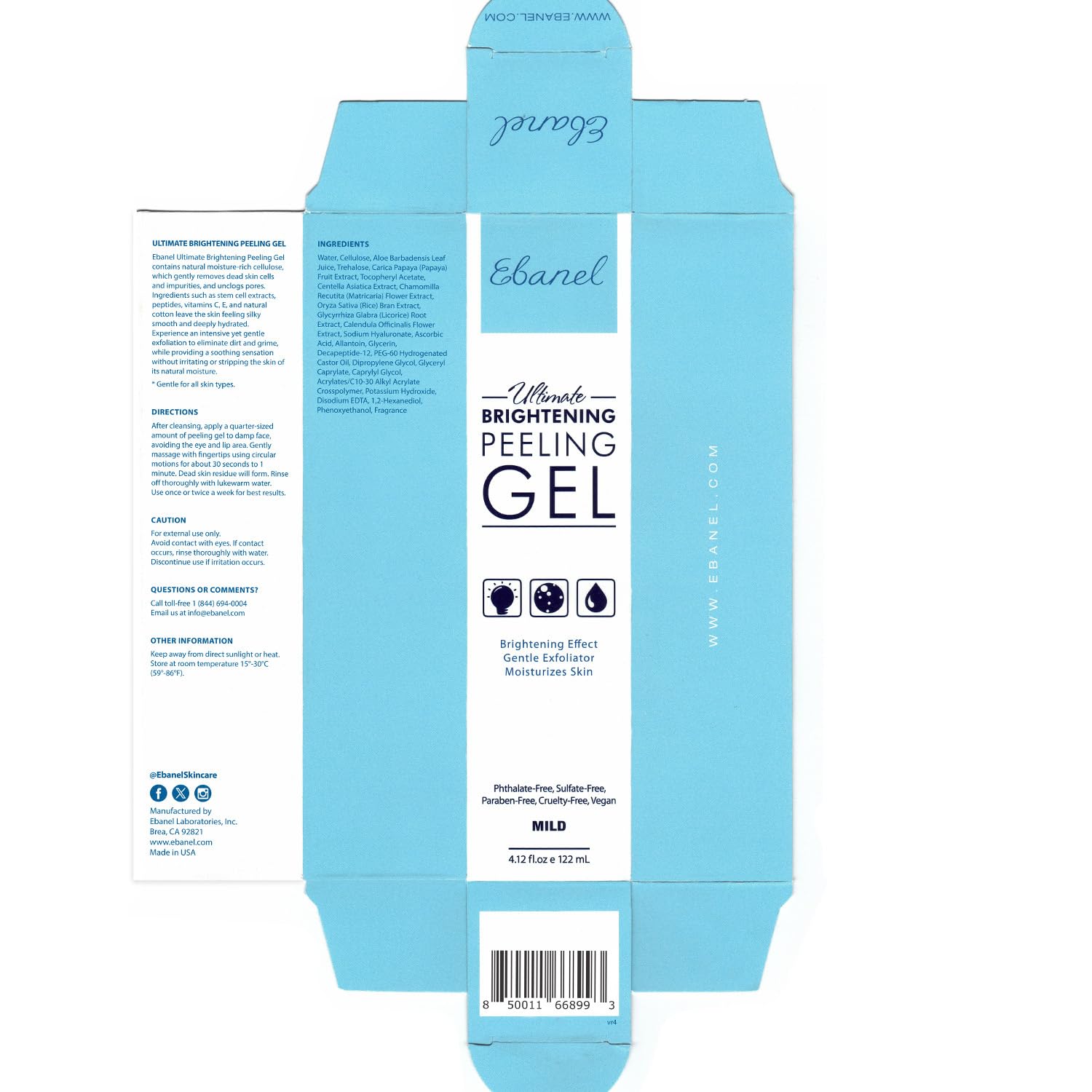 Ebanel Bundle of 10 Pack Bubble Clay Masks, and Exfoliating Face Scrub Peeling Gel Mild 4.12 Oz