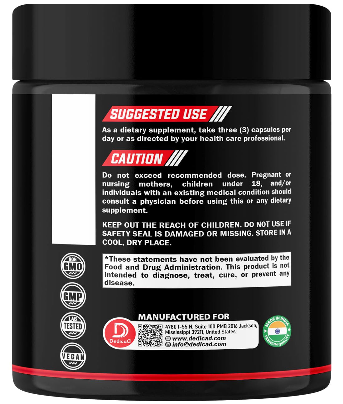 Supplement container labeled 'Wormwood, Black Walnut, Whole Cloves' with DedicaD branding.