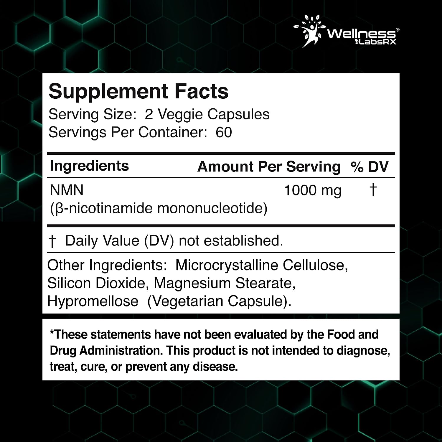 NMN Supplement 1000mg Pure Organic Nicotinamide Mononucleotide - NMN NAD Supplement for Anti-Aging, Longevity, Cellular, and Energy Supplements – Suitable for Women and Men Energy Support - 120 Count